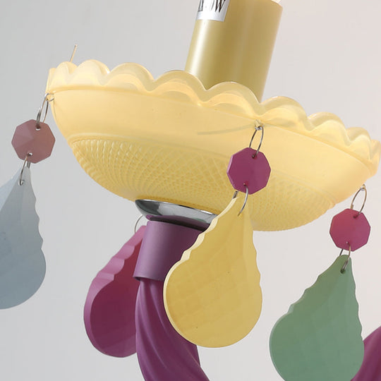 Colorful Kids Wall Sconce with Bell & Teardrop Deco Glass for Nursing Room