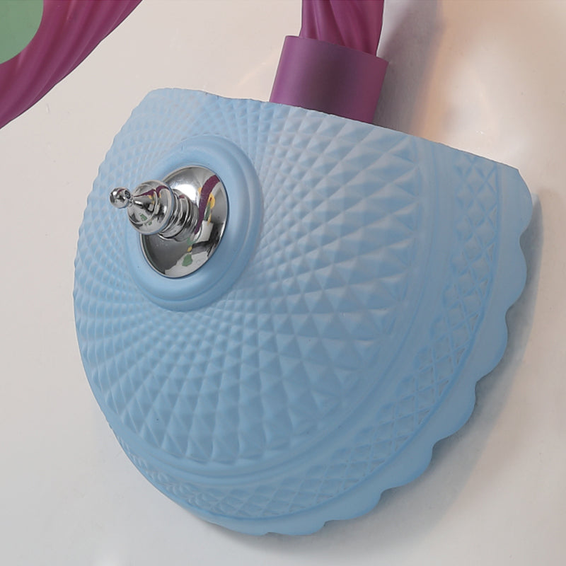 Colorful Kids Wall Sconce with Bell & Teardrop Deco Glass for Nursing Room