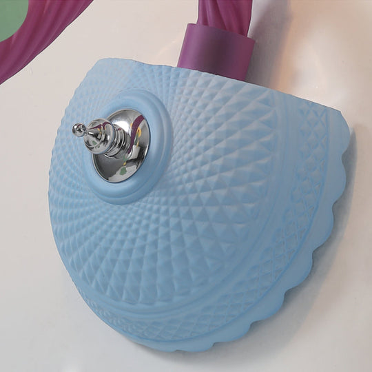 Colorful Kids Wall Sconce with Bell & Teardrop Deco Glass for Nursing Room