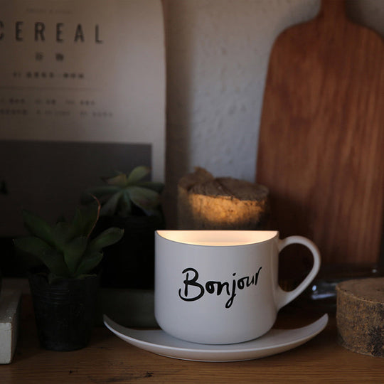 Modern White Metal Coffee Cup Wall Lamp LED Night Light for Café