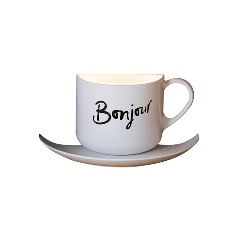 Modern White Metal Coffee Cup Wall Lamp LED Night Light for Café