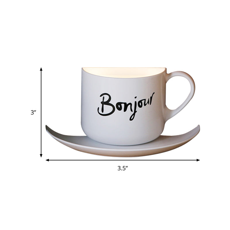 Modern White Metal Coffee Cup Wall Lamp LED Night Light for Café