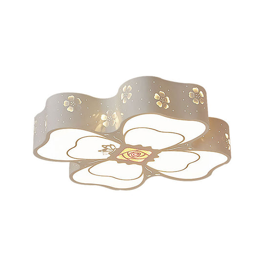 White Etched Petal Metal Ceiling Light for Kids' Bedroom or Bathroom