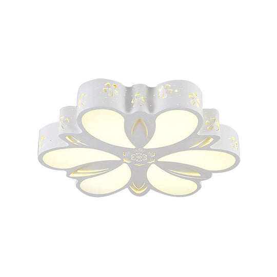 White Etched Petal Metal Ceiling Light for Kids' Bedroom or Bathroom