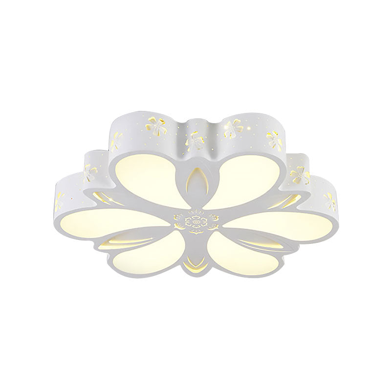 White Etched Petal Metal Ceiling Light for Kids' Bedroom or Bathroom