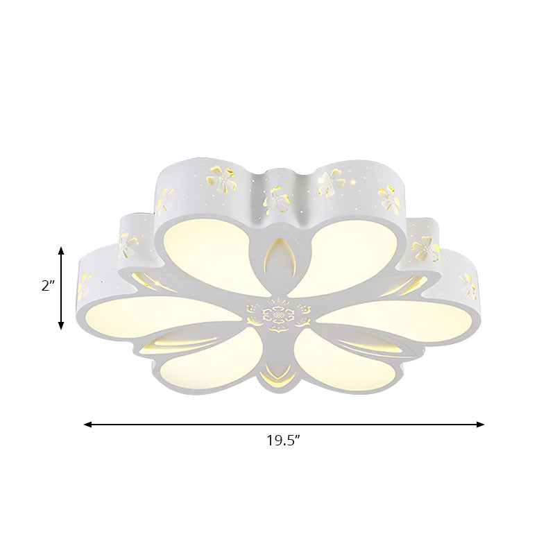 White Etched Petal Metal Ceiling Light for Kids' Bedroom or Bathroom