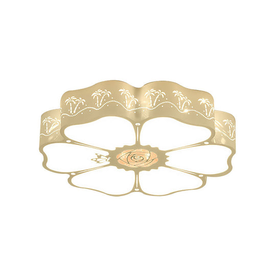 White Etched Petal Metal Ceiling Light for Kids' Bedroom or Bathroom