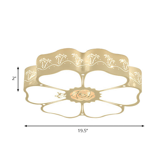 White Etched Petal Metal Ceiling Light for Kids' Bedroom or Bathroom