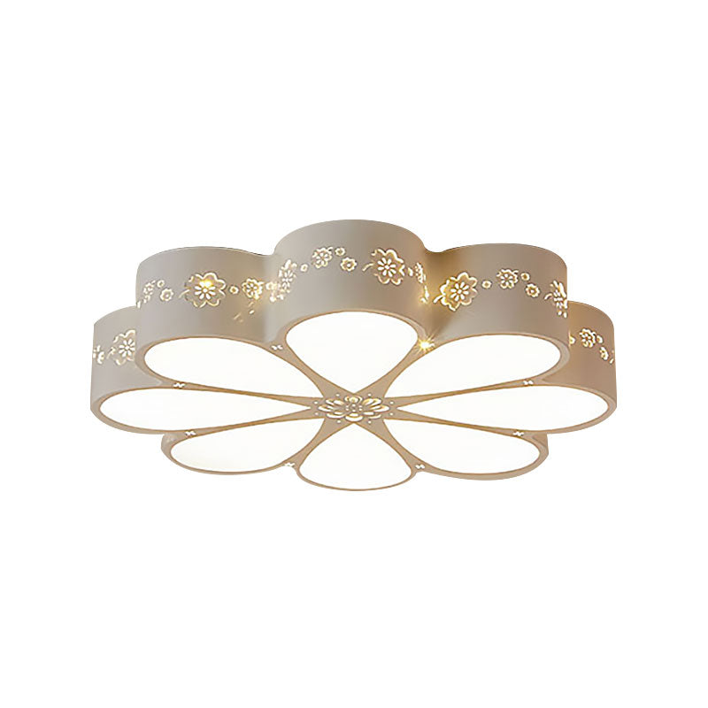 White Etched Petal Metal Ceiling Light for Kids' Bedroom or Bathroom