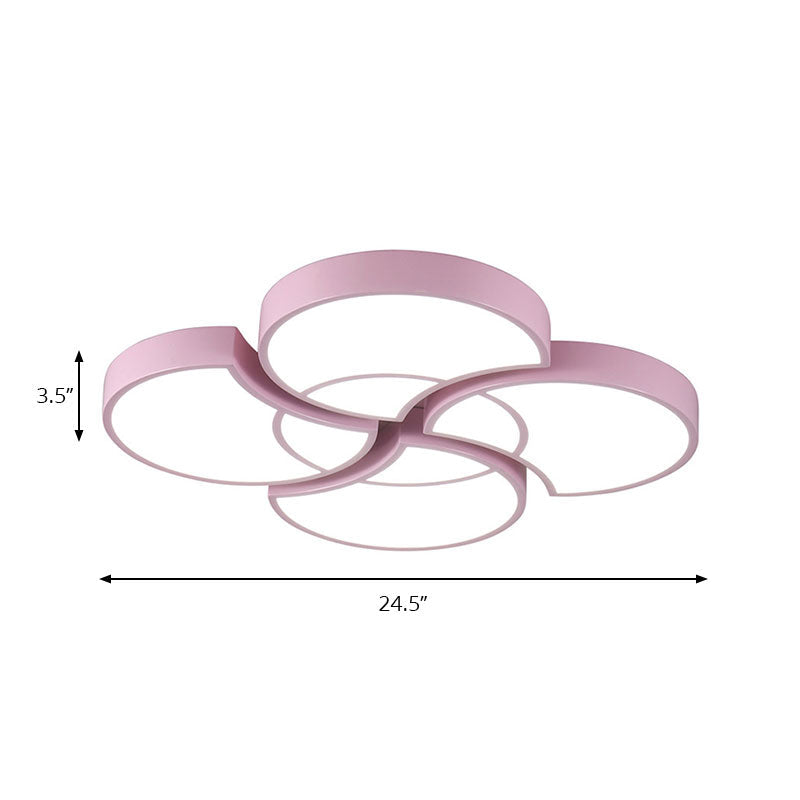 Floral Flush Ceiling Light for Kids' Spaces - Metal and Acrylic Ceiling Lamp for Kindergarten and Corridor