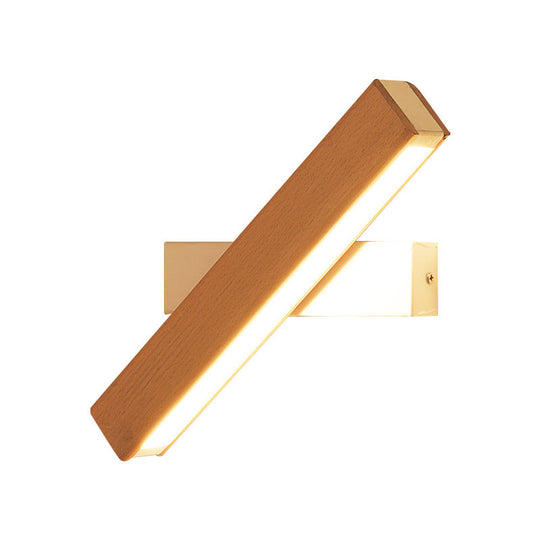 Minimalist Wood Bedside Wall Lamp - Rotating Rectangle Design, LED, 8.5"/12" Width