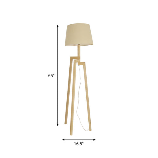 Modern Wood Tripod Floor Lamp with Fabric Shade - Simple & Stylish Design