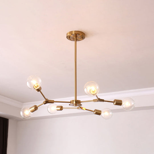 Adjustable Branch Pendant Lamp: Postmodern Metal Chandelier with 6/9 Lights in Black/Gold, Ideal for Living Room