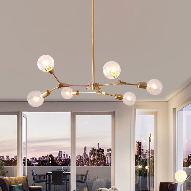 Adjustable Branch Pendant Lamp: Postmodern Metal Chandelier with 6/9 Lights in Black/Gold, Ideal for Living Room