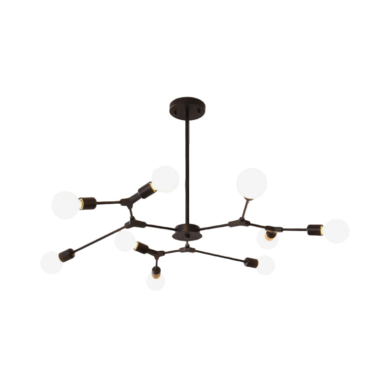 Adjustable Branch Pendant Lamp: Postmodern Metal Chandelier with 6/9 Lights in Black/Gold, Ideal for Living Room
