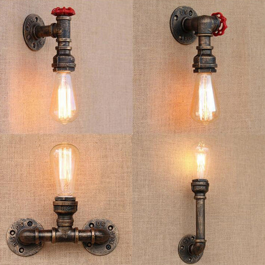 Modern Industrial 1/3-Light Wrought Iron Wall Lamp in Bronze for Kitchen, Wall Mounted