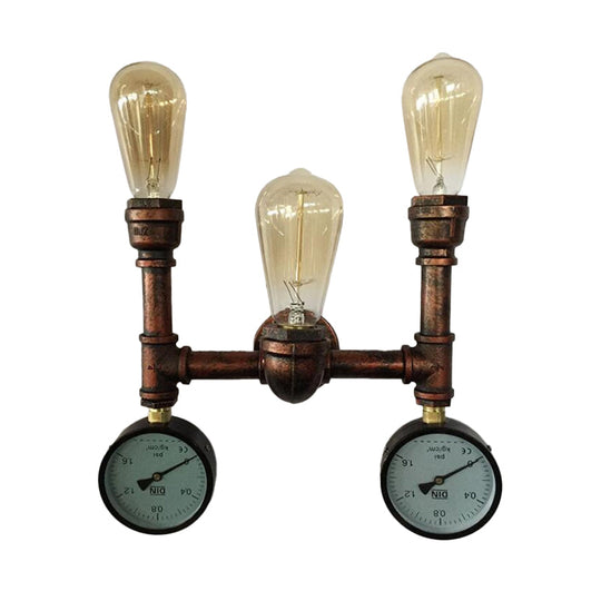 Modern Industrial 1/3-Light Wrought Iron Wall Lamp in Bronze for Kitchen, Wall Mounted