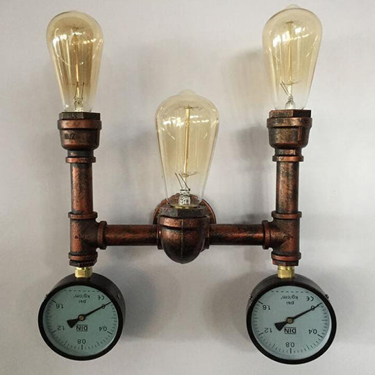 Modern Industrial 1/3-Light Wrought Iron Wall Lamp in Bronze for Kitchen, Wall Mounted