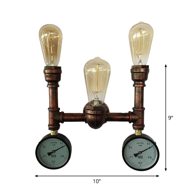 Modern Industrial 1/3-Light Wrought Iron Wall Lamp in Bronze for Kitchen, Wall Mounted