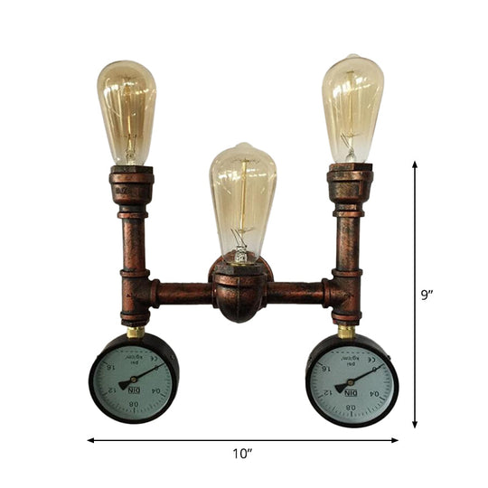 Modern Industrial 1/3-Light Wrought Iron Wall Lamp in Bronze for Kitchen, Wall Mounted
