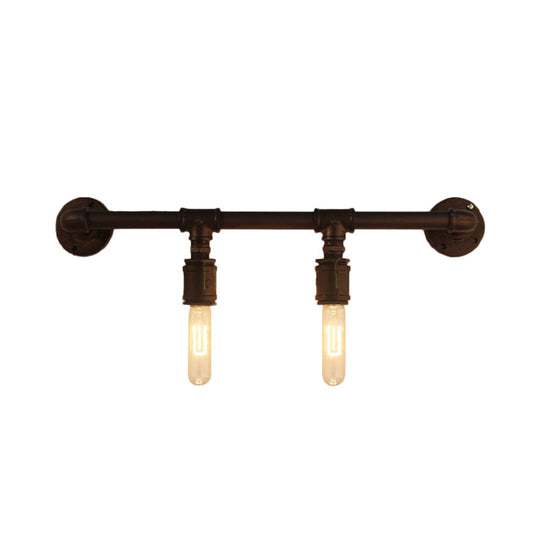 Industrial Black Iron Wall Sconce Light with Straight Pipe Design - Ideal for Living Room - 2/4/6 Bulbs
