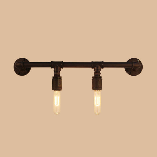 Industrial Black Iron Wall Sconce Light with Straight Pipe Design - Ideal for Living Room - 2/4/6 Bulbs