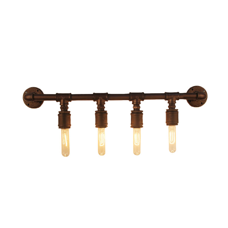 Industrial Black Iron Wall Sconce Light with Straight Pipe Design - Ideal for Living Room - 2/4/6 Bulbs