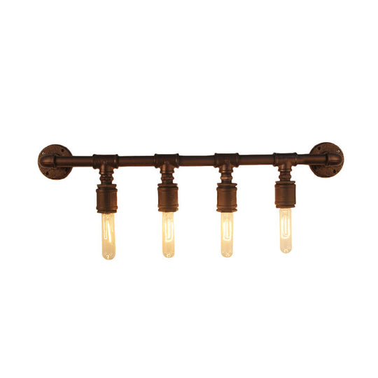 Industrial Black Iron Wall Sconce Light with Straight Pipe Design - Ideal for Living Room - 2/4/6 Bulbs