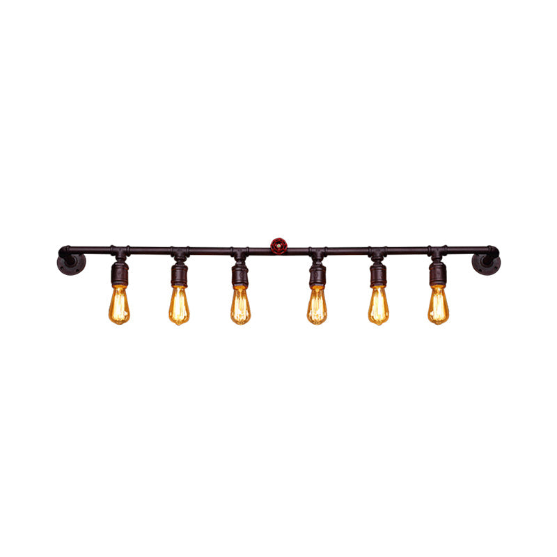 Industrial Black Iron Wall Sconce Light with Straight Pipe Design - Ideal for Living Room - 2/4/6 Bulbs