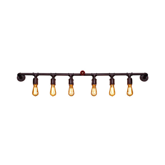Industrial Black Iron Wall Sconce Light with Straight Pipe Design - Ideal for Living Room - 2/4/6 Bulbs