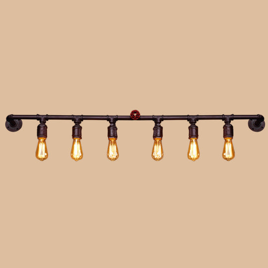 Industrial Black Iron Wall Sconce Light with Straight Pipe Design - Ideal for Living Room - 2/4/6 Bulbs