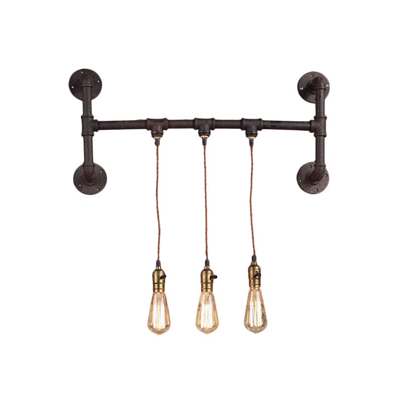 Black Iron Wall Mount Light Fixture with 3-Piped Lights