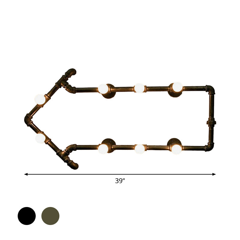 Industrial Arrow-Shaped 8-Light Wall Sconce in Black/Bronze for Restaurants