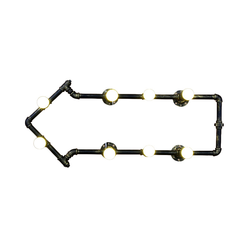 Industrial Arrow-Shaped 8-Light Wall Sconce in Black/Bronze for Restaurants
