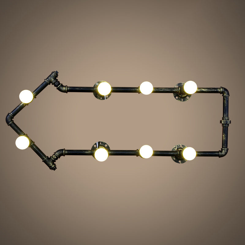 Industrial Arrow-Shaped 8-Light Wall Sconce in Black/Bronze for Restaurants