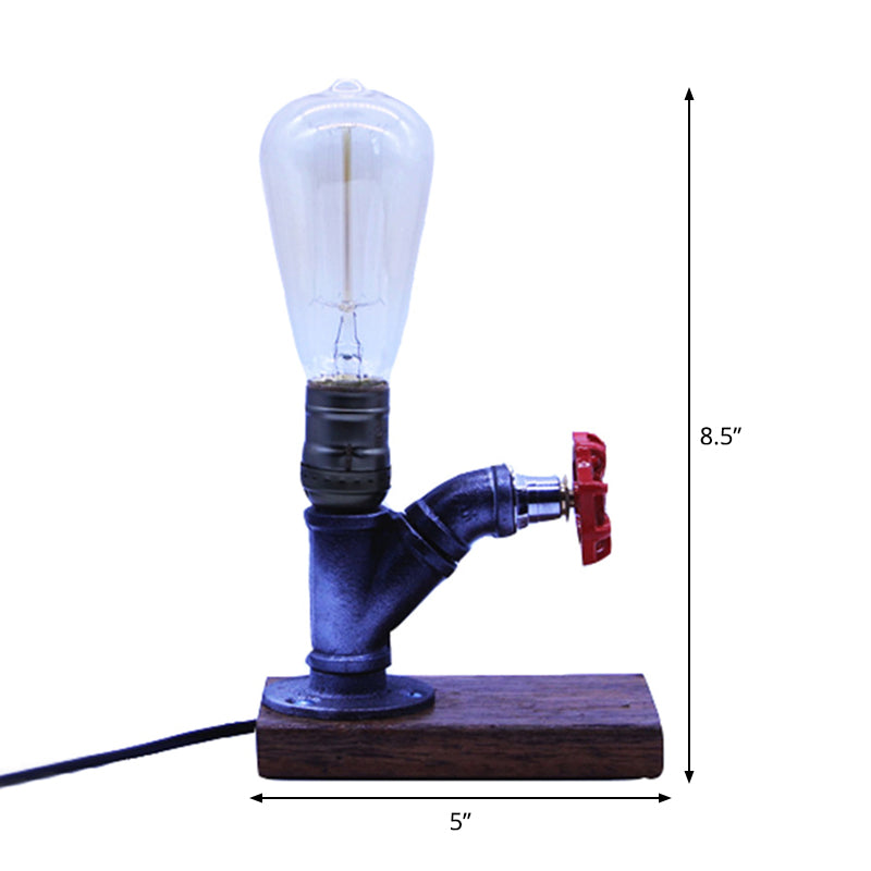 Ashley - Silver Metal Silver Finish Night Lamp Faucet-Like Single Industrial Style Table Light with Water Valve Deco