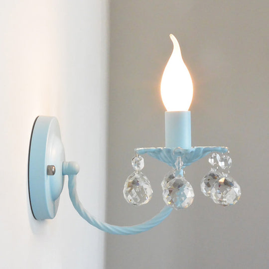 Baby Bedroom Crystal Ball Wall Sconce - Nordic Style Metal Candle Light (1 Bulb)