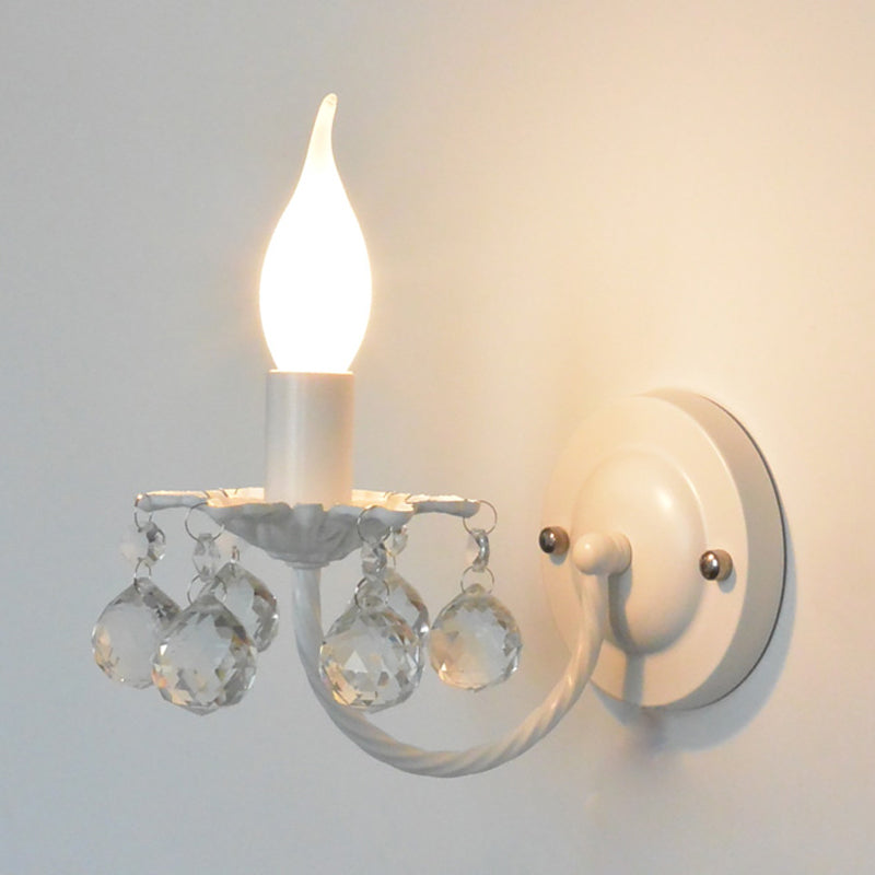 Baby Bedroom Crystal Ball Wall Sconce - Nordic Style Metal Candle Light (1 Bulb)
