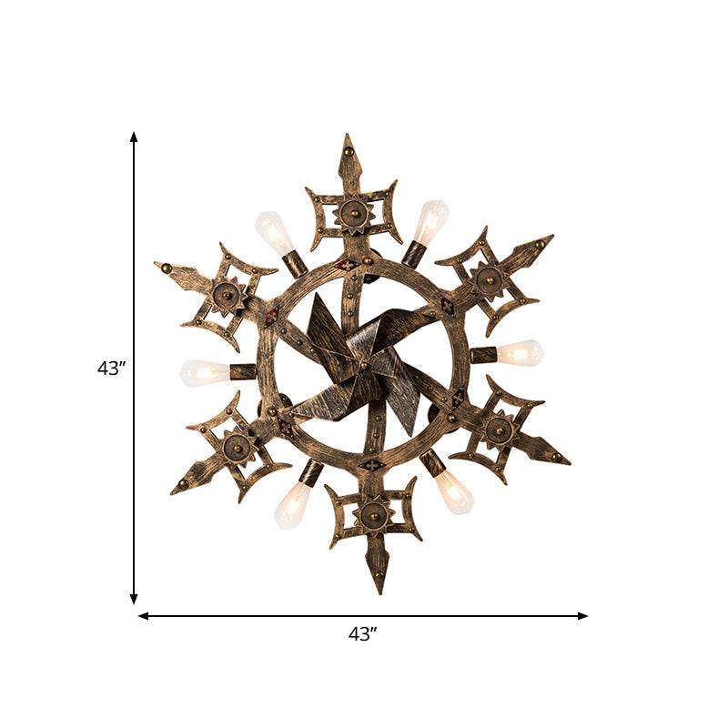 Brass Wall Mounted Windmill Lamp - 6 Heads Sconce for Dining Room