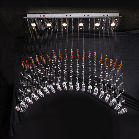 Satin Nickel Crystal Flush Mount Lighting - Perfect for Dining Room