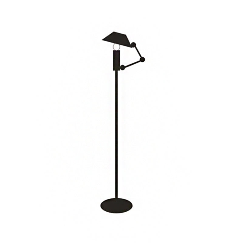 Adjustable Nordic Black Reading Floor Lamp with Single Metallic Stand & Tapered Design