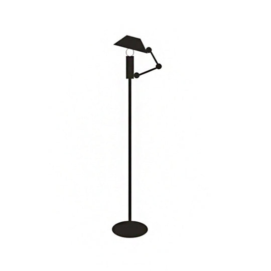 Adjustable Nordic Black Reading Floor Lamp with Single Metallic Stand & Tapered Design