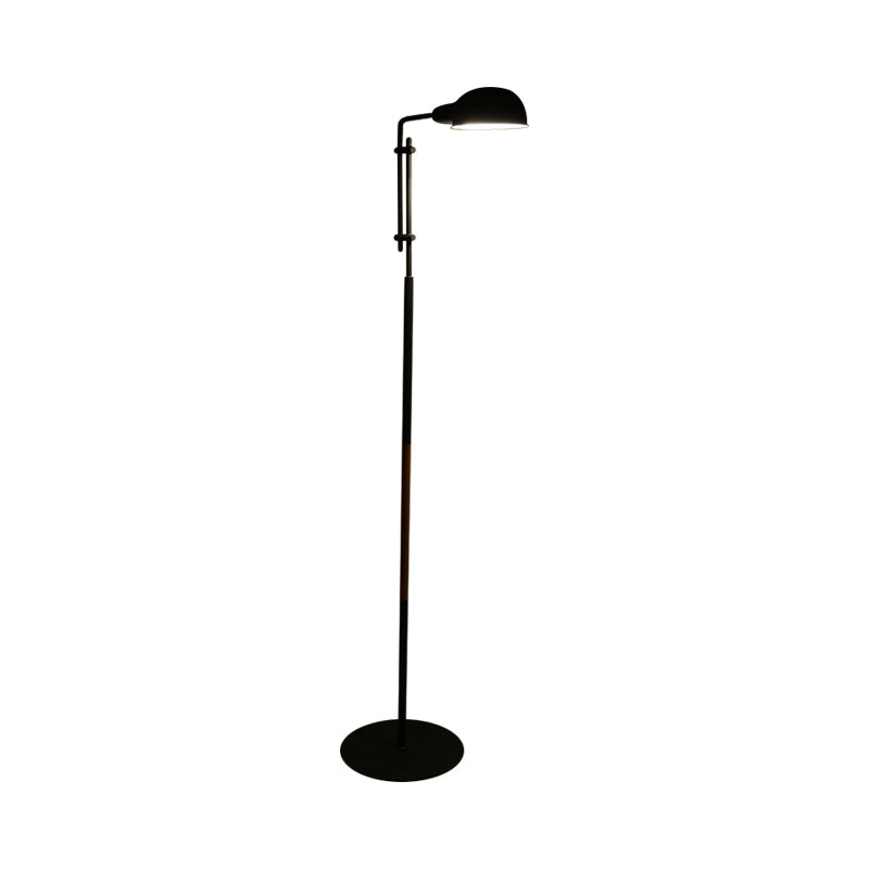 Contemporary Metallic Semi-Globe Floor Lamp – Single Bulb, Black/White Stand – Ideal for Living Room