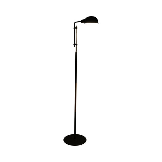 Contemporary Metallic Semi-Globe Floor Lamp – Single Bulb, Black/White Stand – Ideal for Living Room