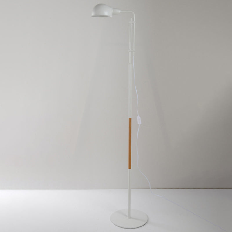 Contemporary Metallic Semi-Globe Floor Lamp – Single Bulb, Black/White Stand – Ideal for Living Room