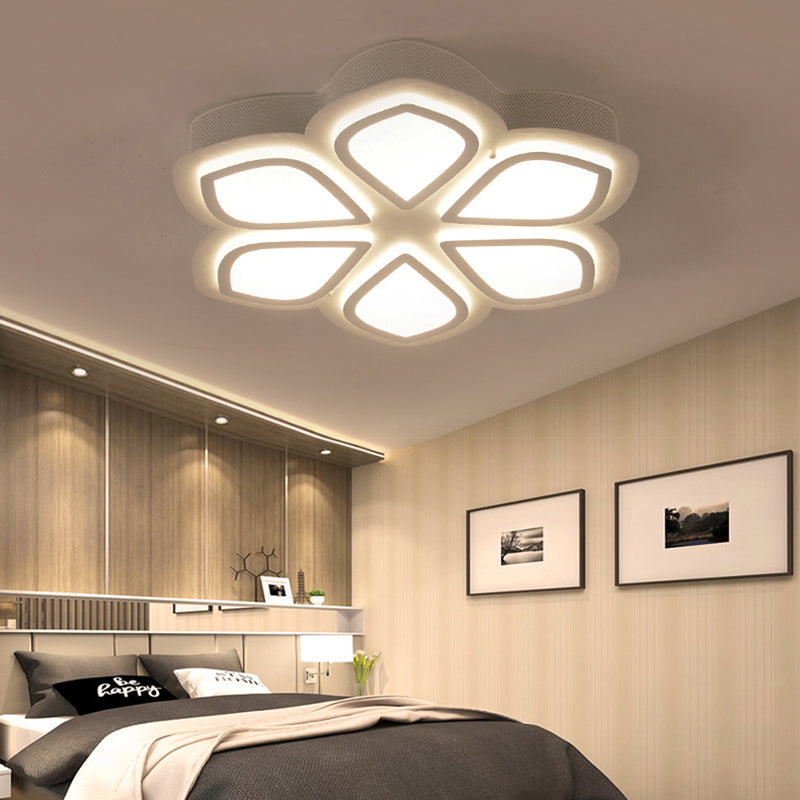 Nordic LED Flush Mount Ceiling Light for Bedroom - White Acrylic Finish