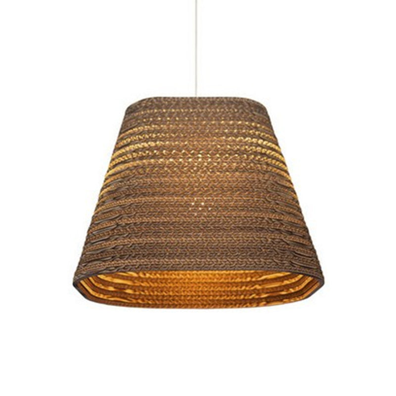 Rustic Brown Corrugated Paper Pendant Light for Dining Room - Globe/Oval/Vase Design