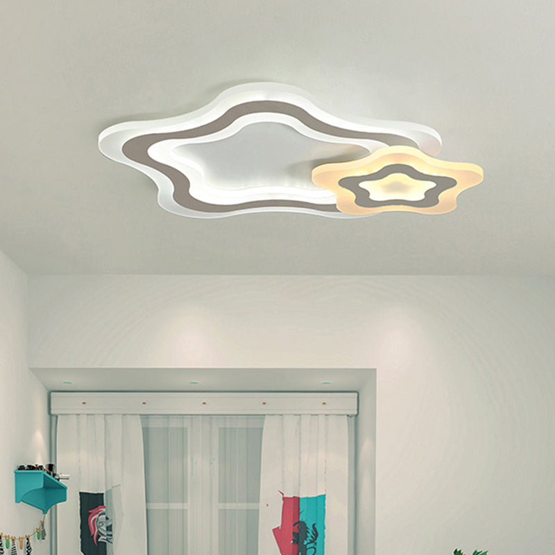 Cartoon Acrylic Kids Bedroom LED Ceiling Lamp - Star/Cloud/Loving Heart Design, Warm/White Light