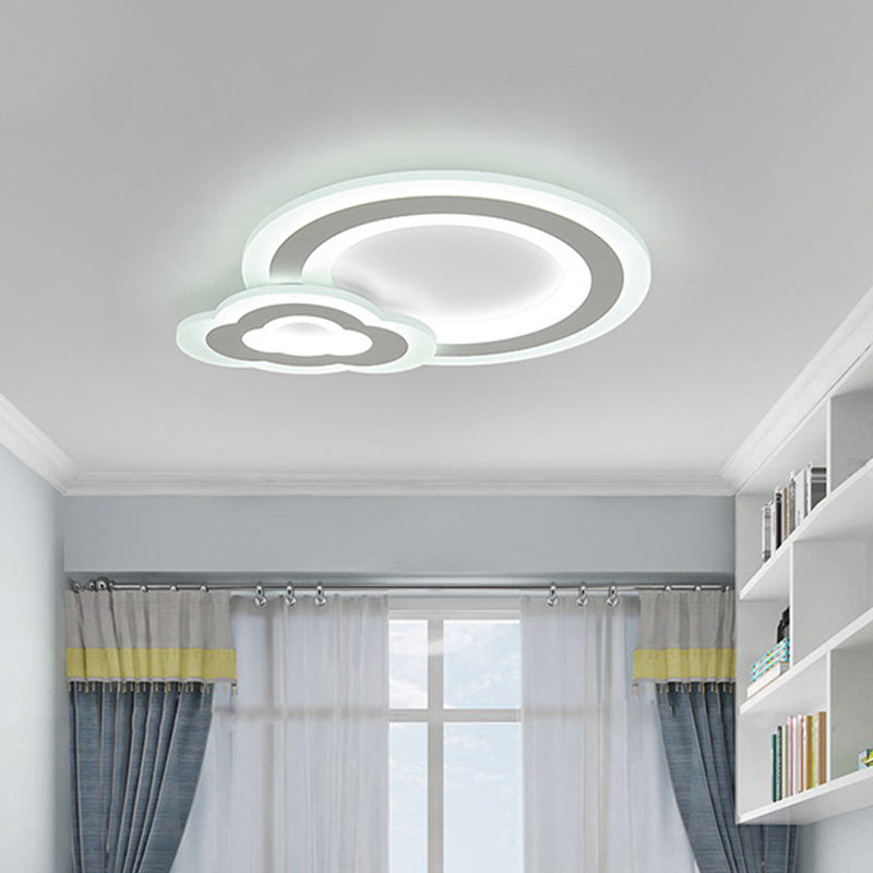 Cartoon Acrylic Kids Bedroom LED Ceiling Lamp - Star/Cloud/Loving Heart Design, Warm/White Light