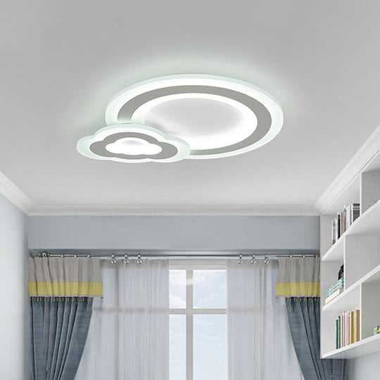 Cartoon Acrylic Kids Bedroom LED Ceiling Lamp - Star/Cloud/Loving Heart Design, Warm/White Light